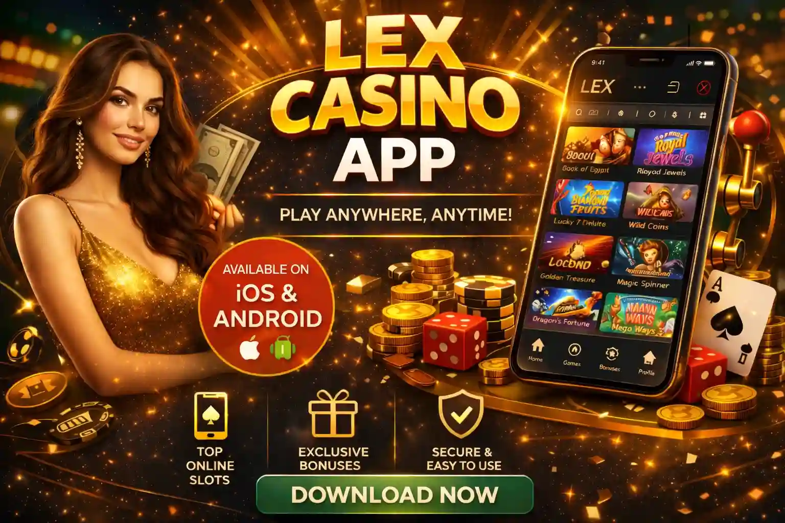 Lex Casino App – Töltsd le a mobil kaszinó alkalmazást nyerőgépekhez, bónuszokhoz és valódi pénzes játékokhoz bármikor, bárhol